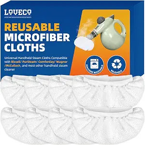 LOVECO 8 Pack Microfiber Steamer Cloth Covers for Steam Mop and Cleaner
