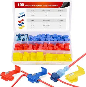 Nilight 100PCS Quick Splice Snap Wire Electrical Terminals T-Tap Connector