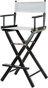 Casual Home 30" Director's Chair Black Frame-with White Canvas, Bar Height