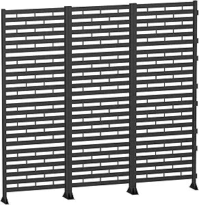 Fence Privacy Screen 12 Pack Plastic Fence Panels Decorative Garden Fence Animal Barrier Air Conditioner Trash Can Pool Equipment Enclosure for Backyard Patio Balcony Black
