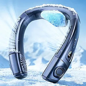 Neck Air Conditioner Portable, Staholz Neck Fan with Large Cooling Plate & NTC Control, 360┬░ Upward & Downward Back Airflow, 6000mAh Bladeless Wearable Fan for Outdoor, Travel, Office, Golf(Dark Blue)