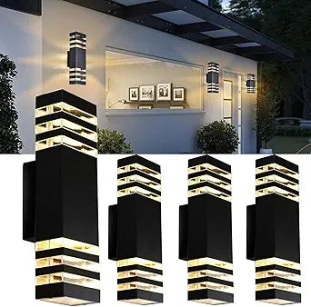 4 Pack 15 Inch Hardwired Outdoor LED Wall Lights,18W 1800LM 4000K Neutral White IP65 Waterproof Die-Cast Aluminum Exterior Porch Sconces,Wall Lamp for Patio Garage Front Door.(No Sensor)