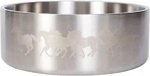 Wrangler Stainless Steel Dog Bowl  Heavy-Duty Double-Walled, Rust-Resistant, Non-Slip Silicone Base - Hygienic & Dishwasher Safe for Easy Cleaning (L)
