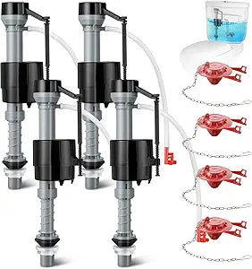Saillong 4 Sets Toilet Float Replacement Kit, Universal Toilet Flusher Replacement Kit and 2 Inch Flapper Replacements, High-Performance Tank Water Control and Fill Valve