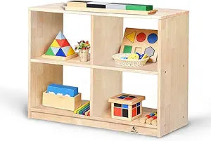 4-Cubby Montessori Storage Bookcase  Kids Shelf Organizer for Toys, Books & Art Supplies, Toddler Cabinet Furniture for Playroom, Daycare, Preschool, Kindergarten & Nursery