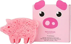 Spongell�� Peggy Pig Farm Animals Kid's Body Buffer | All Ages | Body Wash Infused Shower Loofah | Newborn Essentials & Baby Essentials | Cruelty-Free, Vegan, Dermatologist-Tested, Made in USA
