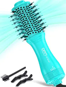 Mini Travel Ceramic Blow Dryer Brush,2Inch Oval Styling Hot Air Brush, Cyan