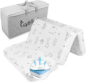 Trifold Pack and Play Mattress 38"x26", Double-Layer Memory Foam Pack N Play Mattresses for Baby Toddler with Washable Breathable Cover, Portable Mattress for Playpen with Travel Carry Bag