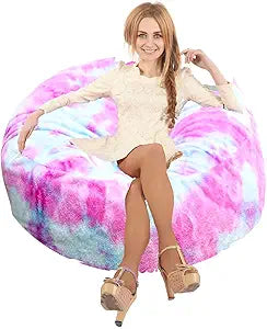 Bean Bag Chair Cover (No Filler), 3ft Fluffy Washable Large Bean Bag Chairs Cover for Adults for Living Room Bedroom Furniture