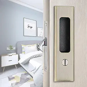 Hoconnie 6.3 Privacy Pocket Door Lock Hardware, Sliding Door Lock, Bathroom Mortise Lock, Invisible Furniture Hardware for 1-7/16 ~ 1-15/16 Thickness Door
