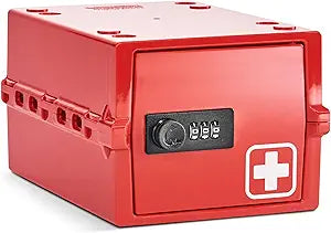 Lockabox Mini | Small Medicine Lock Box with Combination Lock (Half Letter Sized) | Mini Medical Lockable Box For Tablets, Creams & Medical Pens | External Size 8.8 x 6.1 x 4.7 Inches (Medi Red)