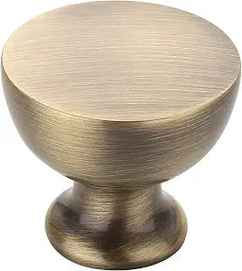 Alzassbg 1-1/4" Brushed Antique Brass Round Cabinet Knobs 10 Pack, AL6013AB