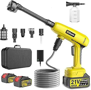 Cordless Portable Washer with Brushless Motor, 2x4000mAh Batteries & Fast Charger, 6-in-1 Nozzle, 16.5FT Hose, Extension Rod & Storage Case, Handheld Cleaning Tool for Car, Home, Patio & Garden