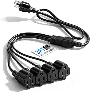 3FT Extension Cord Power Splitter Outlet Extender with Multiple Outlets