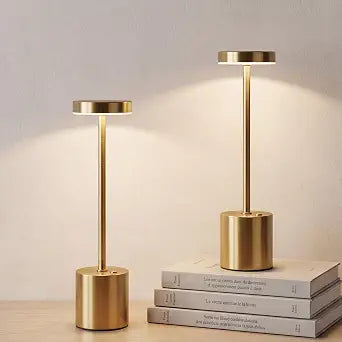 Cordless Table Lamp Set of 2, Gold Rechargeable Table Light