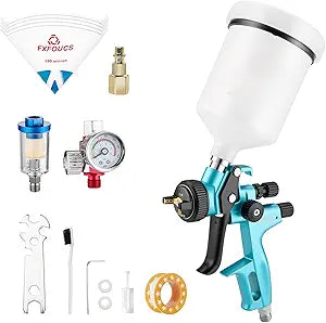 HVLP Spray Gun with 1.4mm Nozzle, Car Paint Gun Premium Tool Kit Perfect for a Wide Range of Applications Including car & Automotive Painting, Furniture and House Finishing (Cyan, 1.4mm)