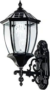 Solar Wall Lamp with Light Sensor,Waterproof Wall Light Outdoor Wall Sconce Led Hexagonal Light Fixture for Wall, Garage, Front Porch,Fence, Yard,Black