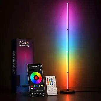 5V RGB LED Corner Floor Lamp for 63 Inch, App & IR Remote, Music Sync
