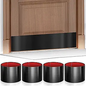 4 PCS 8" x 34" Self Adhesive Door Kick Plate for Bottom of Door, Stainless Steel Front Door Kick Plates, Kickplates for 36" Door Interior and Exterior (Brushed Black)
