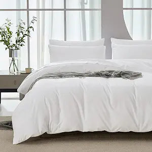 Waterproof Duvet Cover, Washable���Reusable Cotton Knitted Fabric Incontinence Duvet Protector with Zipper with Corner Ties for Kids, Elder, Pets, Dog, Cat (White,Queen)