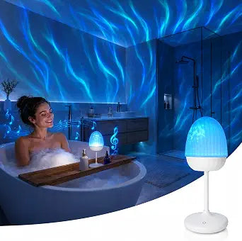Waterproof Shower Lamp with Bluetooth Speaker, Rechargeable Bathroom Lamp