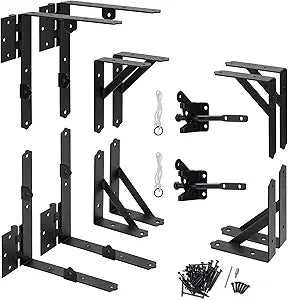 HILLMASTER 2 Set Anti Sag Gate Frame Kit Gate Corner Brace Bracket Heavy Duty Adjustable Gate Hardware with Gate Latch for Wooden Fences,Driveway Gates,Shed Doors,Corral Gates,Wood Windows