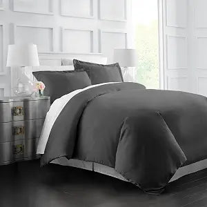 Italian Luxury Soft Brushed 1500 Series Microfiber Duvet Cover Set, Hotel Quality and Hypoallergenic with Zippered Closure and Matching Shams - King/California King - Gray