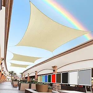 Royal Shade 10' x 20' Beige Rectangle Sun Shade Sail Canopy Outdoor Patio Fabric Screen Awning RTAPR1020 - UPF50+ 95% UV Blockage, Heavy Duty, Water & Air Permeable (We Make Custom Size)