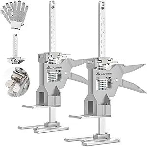 2Pcs Metal Labor Saving Arm Jack, Load-Bearing 440 lb Multi-Function Height Adjustment Lifting Device Arm Tool Lift Wall Tile Locator Door Panel Lifting Cabinet Jack Board Lifter