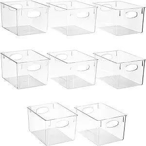 Sorbus Large Clear Plastic Storage Bins for Shelves, Clothes, with Handle - Clear Storage Bins, Drawer, Shelf, Closet, Pantry, Fridge, Freezer Organizer Bins, Closet Organizers and Storage (8 pack)