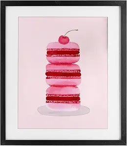 Coquette Macaroon Cherry Stack Glam, 13 x 16 Inch Framed Print Under Glass