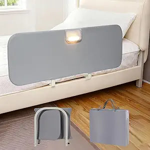 Travel Bed Rails for Toddlers with Motion Sensor Light, Foldable Toddler Bed Rail 48" Extra Long Safety Guard, Deep U-Shaped Base (No Straps Needed) for Twin, Full, Queen & King Mattresses