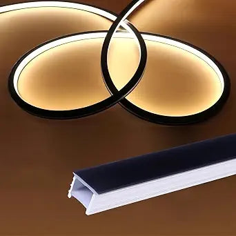 16.5Ft/5M Spotless Silicone LED Channel System with Flange, Wear Free Recessed Flexible Tube Black Cover for 14mm LED Strip Light Wall Ceiling Decor (16x16mm, LED Strip not Included)