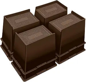 ANNKUT Bed Risers 6 Inch Heavy Duty,Oversized Couch Risers, Extra Wide Furniture Risers for Sofa Table Desk Headboard Chair Lifting,Rectangle Risering Blocks Support 6000 lbs(8 Pack Brown)