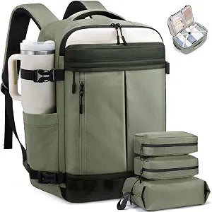 LOVEVOOK 40L Travel Backpack for Women Men, Airline Approved Carry On Luggage with 3 Cubes Accessories, TSA Personal Item Travel Cruise Essentials, Waterproof Weekender Overnight Bags fits 17" Laptop
