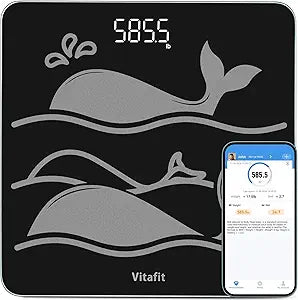 Vitafit FSA&HSA 660lb Weight Scale, Accuracy 0.1lb by Our Professional Scale Factory Since 2001,Smart Digital Scale for Body Weight BMI via APP, 8mm Non-Slip Tempered Glass 12.4" x 12.4",3*AAA, Black