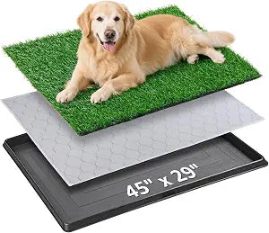 Dog Grass Pad with Tray, 4529 Large Dog Litter Boxes with Artificial Grass, Reusable Washable Pee Pads for Dogs, Indoor Outdoor Pet Toilet Puppy Training Potty for Balcony