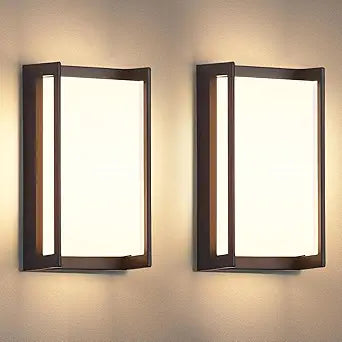 wowlite Modern Outdoor Wall Lights 2 Pack, LED Outdoor Porch Lights 3 Colors Changeable, Matte Black Exterior Light Fixture Wall Mount, IP65 Waterproof Outside Light Fixtures for Porch Front Door