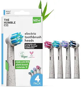The Humble Co. Bamboo Electric Toothbrush Heads, Soft Bristles (4 Pack)