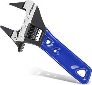 WORKPRO 4-Inch Stubby Wide Opening Adjustable Wrench, Thin Jaws
