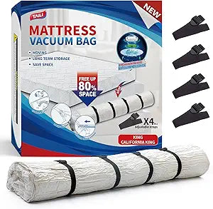 TAILI Mattress Vacuum Bag, King/Califonia King Mattress Vacuum Storage Bag with 4 Straps, Sealable Bag for Memory Foam, Latex, Easy Moving, Transport and Storage