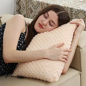 Weighted Pillow, 6.6lbs Tactile Sensory Huggable Lap Pillows with Machine Washable Cover, Chemical-Free Fabric, Better Sleep on Couch (Beige)