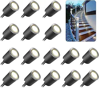 Recessed LED Deck Light Kits with Black Protecting Shell 32mm,SMY In Ground Outdoor Landscape Lighting IP67 Waterproof,12V Low Voltage for Garden,Yard Steps,Stair,Patio,Floor,Kitchen Decoration