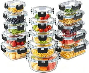 30Pack Glass Meal Prep Containers with Lids Set