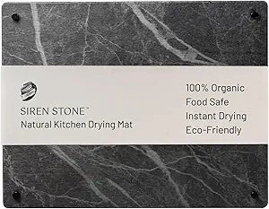 Natural Stone Dish Drying Mat 18" x 14", Slate Color - Diatomaceous Earth Kitchen Mat | Quick Drying, Non-Toxic, BPA-Free, Eco-Friendly | Female-Founded USA Brand