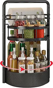 Rotating Spice Rack with Paper Towel Holder, Black