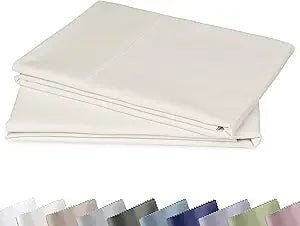 California Design Den King Pillow Cases Set of 2-1000 Thread Count Sateen, Soft & Thick 100% Cotton King Pillow Cases Set, Fits King Pillows - Eggshell Cream