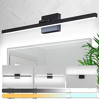 zouzai Second Generation Modern LED Bathroom Vanity Light Bar Black IP44 Over Mirror Bath Wall Fixture 5CCT Adjustable, Dual-Sided, 180 Adjustable Angle (24 inch)