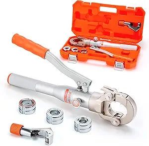 Copper Tube Fittings Hydraulic Pipe Crimping Tools with 1/2",3/4" and 1" Jaw Copper Pipe Press Crimper Pressing Pliers,with Pipe Cutter