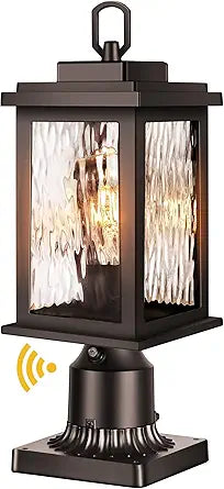 VIANIS Outdoor Post Lights Hardwired 120V, Oil Rubbed Bronze Dusk to Dawn Lantern Post for Outside with Pier Mount Base, Waterproof Aluminum ORB Exterior Lamp Post Light Fixture for Column Mount Light